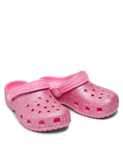 Crocs Mules / sandales de bain Classic Glitter Clog K 206993 Rose -Mules et sandales Soldes crocs mules sandales de bain classic glitter clog k 206993 rose 4