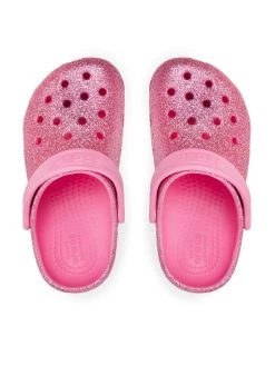 Crocs Mules / sandales de bain Classic Glitter Clog K 206993 Rose -Mules et sandales Soldes crocs mules sandales de bain classic glitter clog k 206993 rose 5
