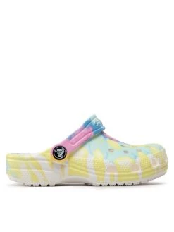Crocs Mules / sandales de bain Classic Tiedye Graphic Clog K 206995 Jaune -Mules et sandales Soldes crocs mules sandales de bain classic tiedye graphic clog k 206995 jaune 2