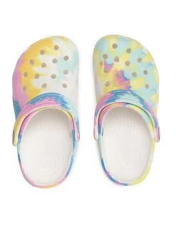 Crocs Mules / sandales de bain Classic Tiedye Graphic Clog K 206995 Jaune -Mules et sandales Soldes crocs mules sandales de bain classic tiedye graphic clog k 206995 jaune 5
