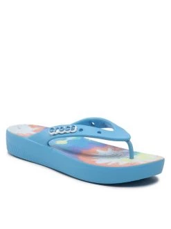 Crocs Tongs Classic Platform Tiedye 208043 Bleu