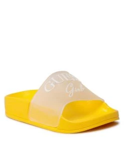 Guess Mules / sandales de bain Dina FT6DIN ELE19 Blanc Couleur Jaune