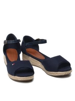 Tommy Hilfiger Espadrilles Rope Wedge Sandal T3A7-32185-0048 S Bleu marine -Mules et sandales Soldes tommy hilfiger espadrilles rope wedge sandal t3a7 32185 0048 s bleu marine 4