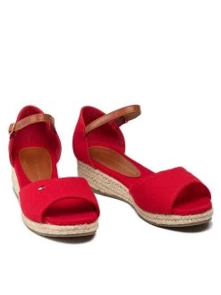 Tommy Hilfiger Espadrilles Rope Wedge Sandal T3A7-32185-0048 S Rouge -Mules et sandales Soldes tommy hilfiger espadrilles rope wedge sandal t3a7 32185 0048 s rouge 4