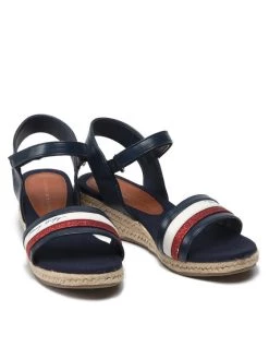 Tommy Hilfiger Espadrilles Rope Wedge Sandal T3A7-32188-1379 Bleu marine -Mules et sandales Soldes tommy hilfiger espadrilles rope wedge sandal t3a7 32188 1379 bleu marine 4