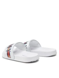 Tommy Hilfiger Mules / sandales de bain Holographic Pool Slide T3B0-32276-1172 M Blanc -Mules et sandales Soldes tommy hilfiger mules sandales de bain holographic pool slide t3b0 32276 1172 m blanc 2