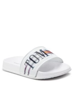 Tommy Hilfiger Mules / sandales de bain Holographic Pool Slide T3B0-32276-1172 M Blanc