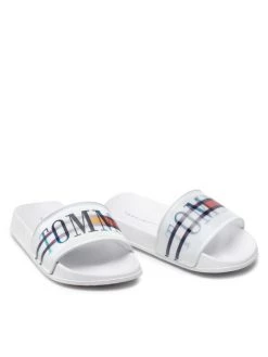 Tommy Hilfiger Mules / sandales de bain Holographic Pool Slide T3B0-32276-1172 M Blanc -Mules et sandales Soldes tommy hilfiger mules sandales de bain holographic pool slide t3b0 32276 1172 m blanc 4