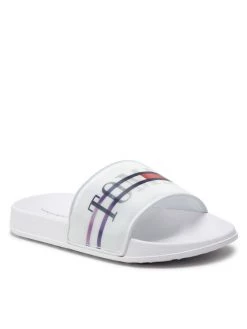 Tommy Hilfiger Mules / sandales de bain Holographic Pool Slide T3B0-32276-1172 S Blanc