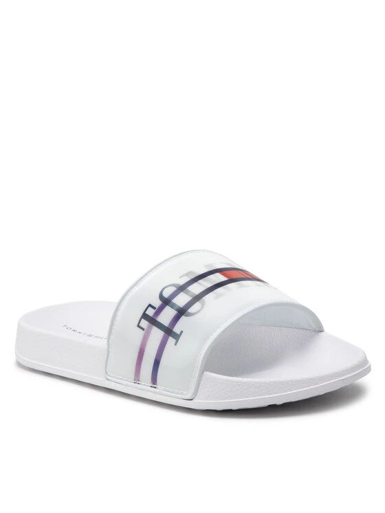 Tommy Hilfiger Mules / sandales de bain Holographic Pool Slide T3B0-32276-1172 S Blanc 3 Tommy Hilfiger Mules / sandales de bain Holographic Pool Slide T3B0-32276-1172 S Blanc