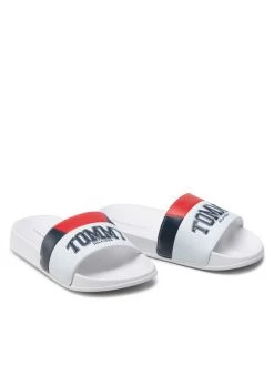 Tommy Hilfiger Mules / sandales de bain Varsity Print Pool Silde T3B0-32274-1172 S Blanc -Mules et sandales Soldes tommy hilfiger mules sandales de bain varsity print pool silde t3b0 32274 1172 s blanc 4